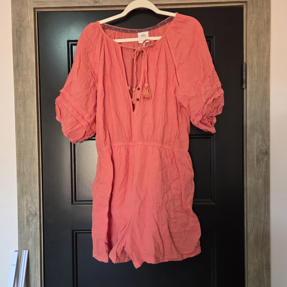 Knox Rose Coral Tie-Front Top